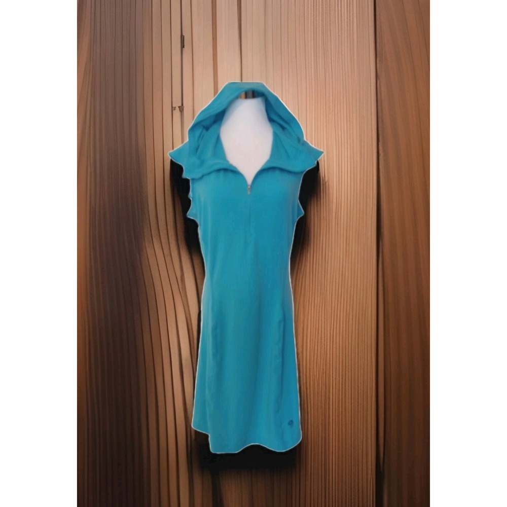 MOUNTAIN HARDWEAR Hoodie Tunic shift  Shirt Dress Pocket M blue  Sporty 1/4  Zip